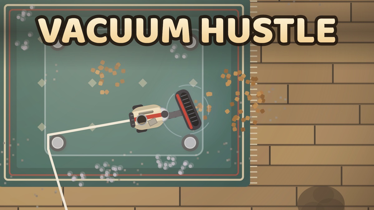 Vacuum Hustle — Every speck on the floor is real simulated dirt — and the machine you can afford decides what you can pick up.